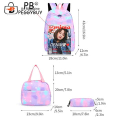 3pcs/set Laptop Backpack Nylon Casual Gradient Rucksack for Work School Travel