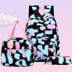 3pcs/set Laptop Backpack Nylon Casual Gradient Rucksack for Work School Travel