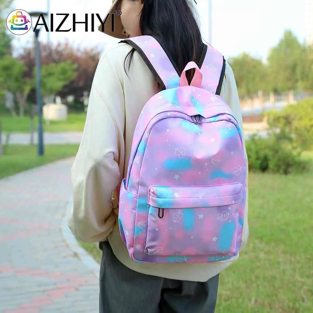 3pcs/set Women Nylon Travel Backpack Gradient Bookbags for Work School Travel