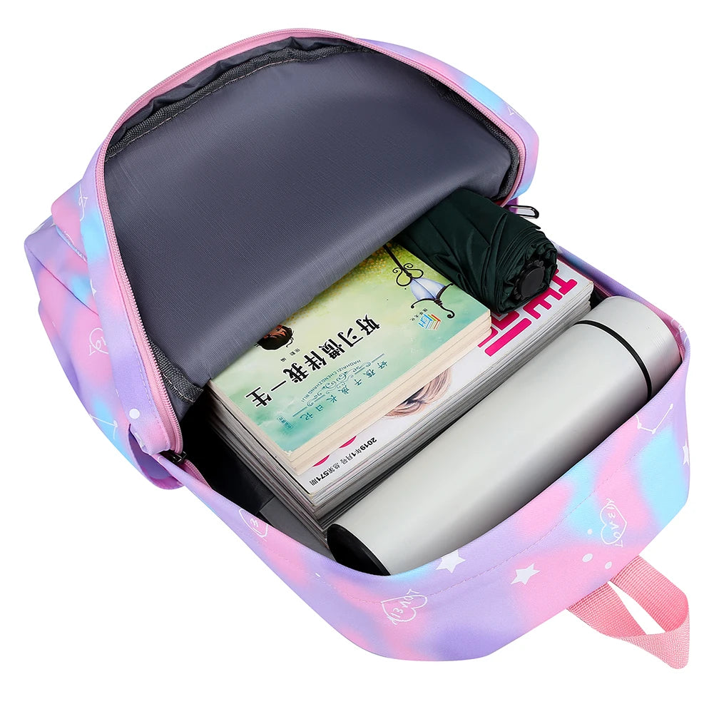 Casual Nylon Large Capacity Women Backpack Set