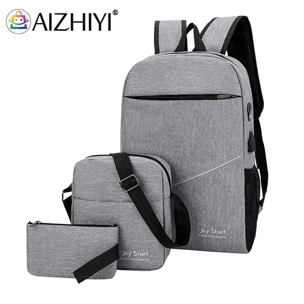 3pcs Unisex Travel Nylon Backpacks Messenger Bags Purse Shoulder Computer Sc