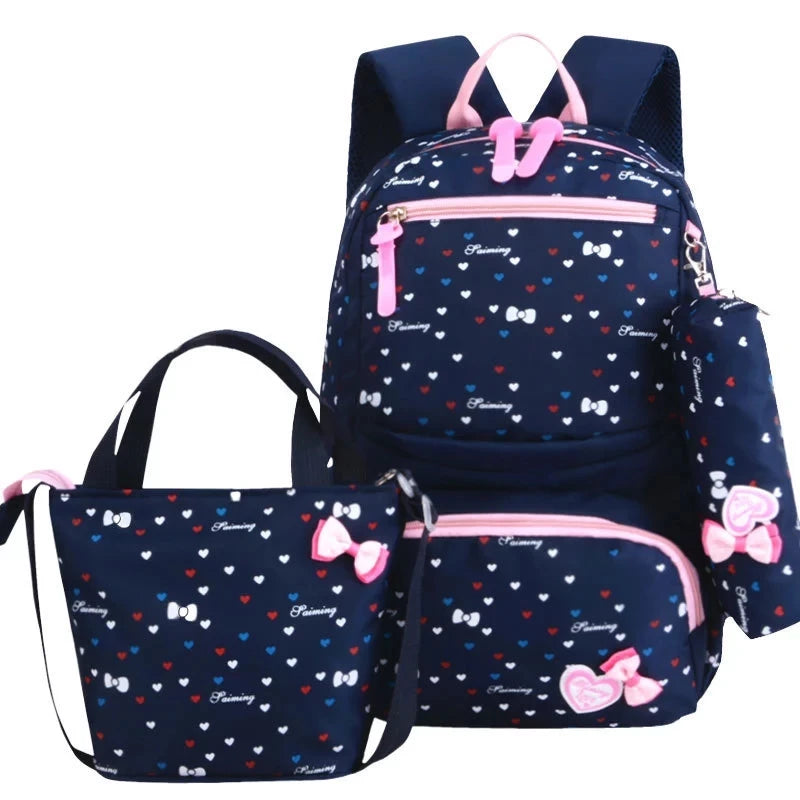 Dot Print Waterproof School Bags Set for Girls