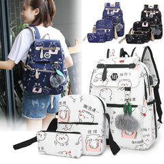 Kids Cartoon Pattern Canvas School Bag for Girls