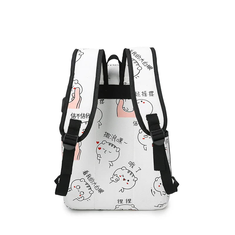Kids Cartoon Pattern Canvas School Bag for Girls