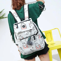 Kids Cartoon Pattern Canvas School Bag for Girls