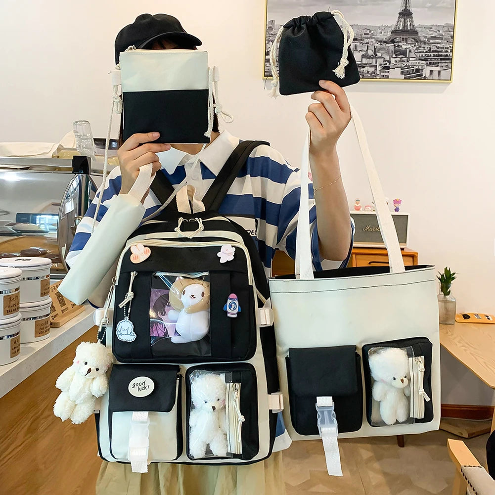 Canvas Backpack Print Rucksack Girl Shoulder Bag Travel Bookbags