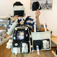 Canvas Backpack Print Rucksack Girl Shoulder Bag Travel Bookbags