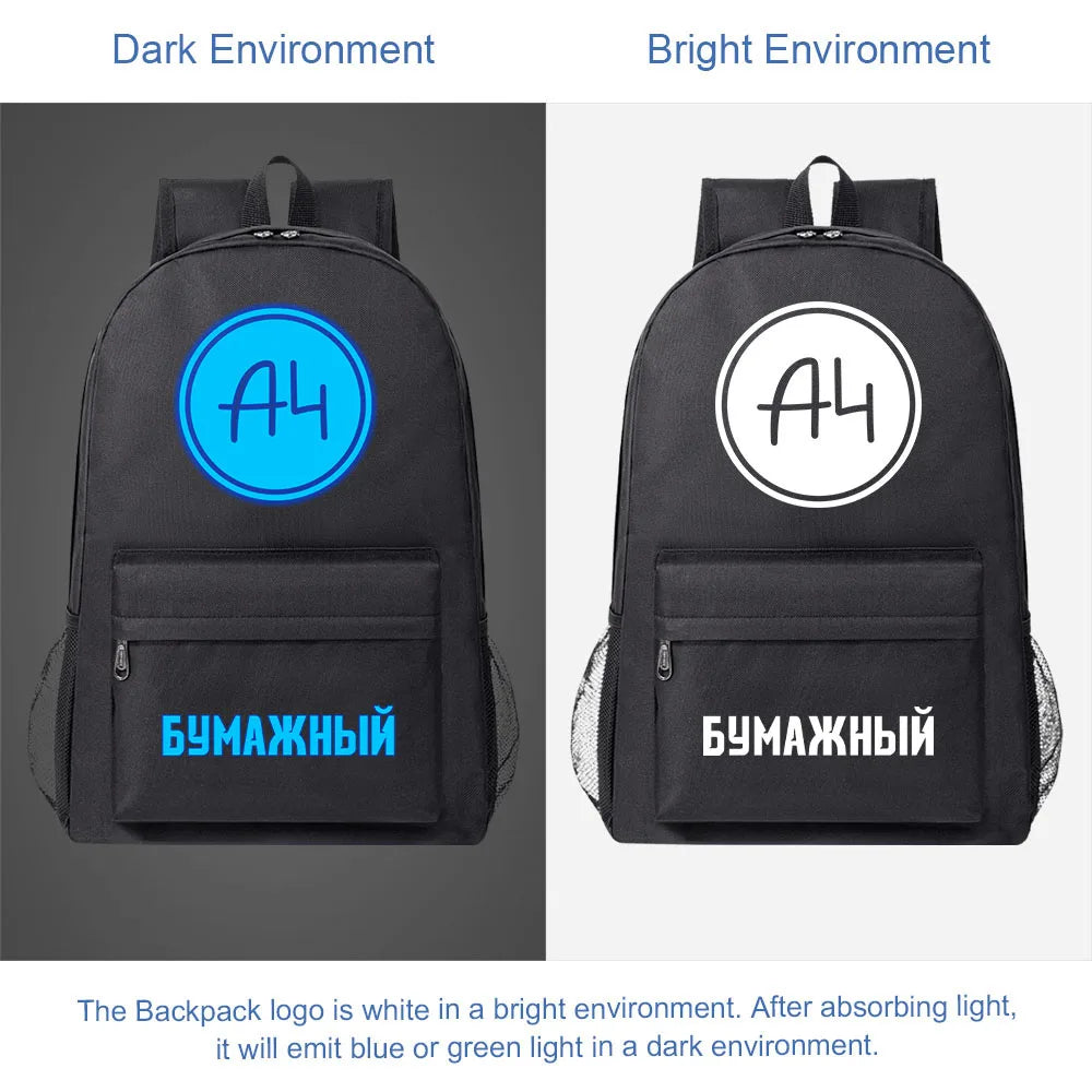 Fluorescent Luminous Kids Bagpack Boys Girls Schoolbag