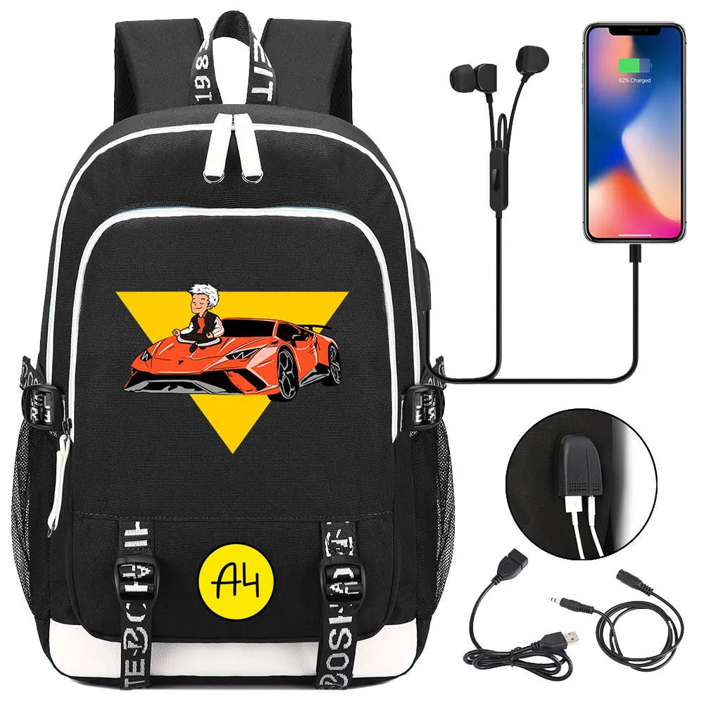 Boys and Girls Backpack USB Charging School Bags Anime Unisex Backpack