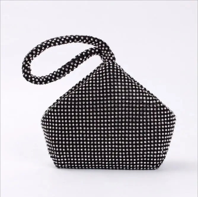 Soft Beaded Women Evening Bag Triangle Glitter Handbag