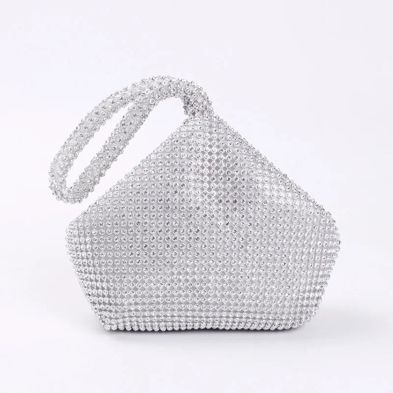 Soft Beaded Women Evening Bag Triangle Glitter Handbag