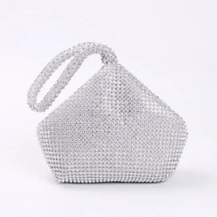 Soft Beaded Women Evening Bag Triangle Glitter Handbag