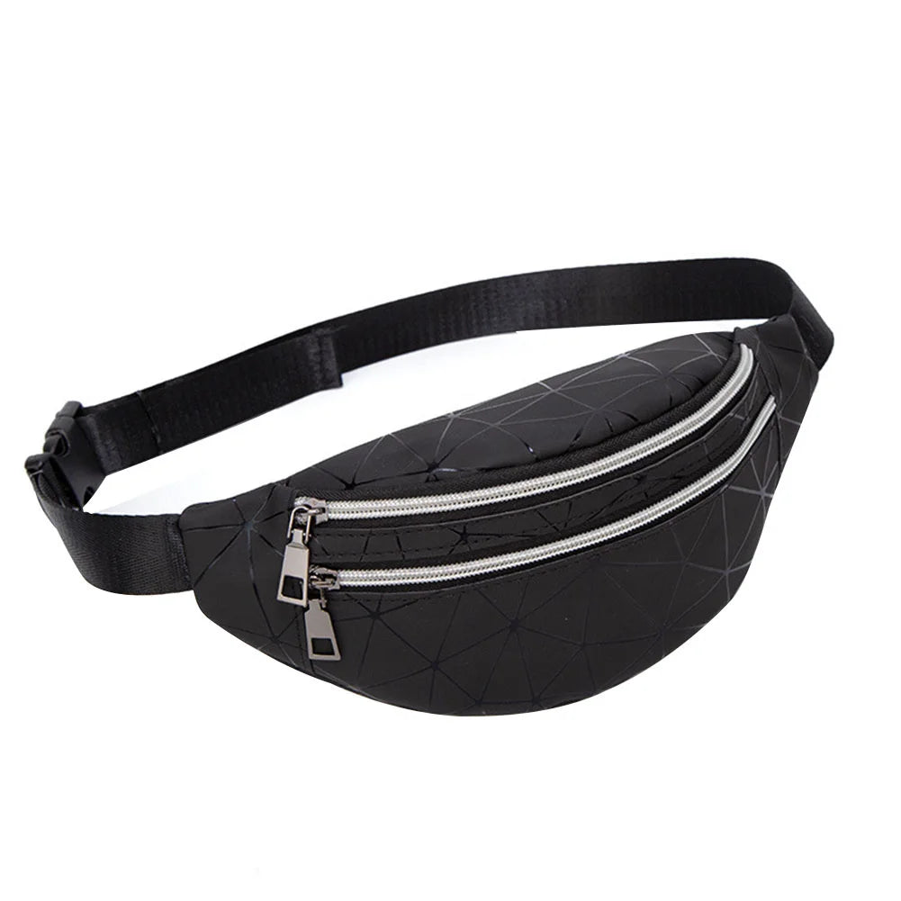 Geometric Pattern PU Leather Fanny Pack Waist Bag for Women