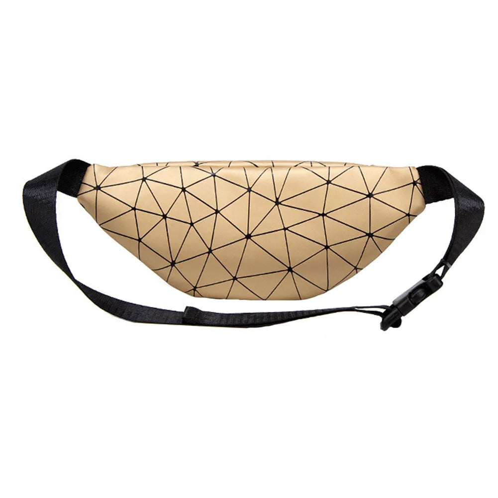 Geometric Pattern Waist Bag for Women | PU Leather Fanny Pack