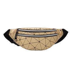Geometric Pattern Waist Bag for Women | PU Leather Fanny Pack
