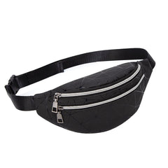 Geometric Pattern Waist Bag for Women | PU Leather Fanny Pack