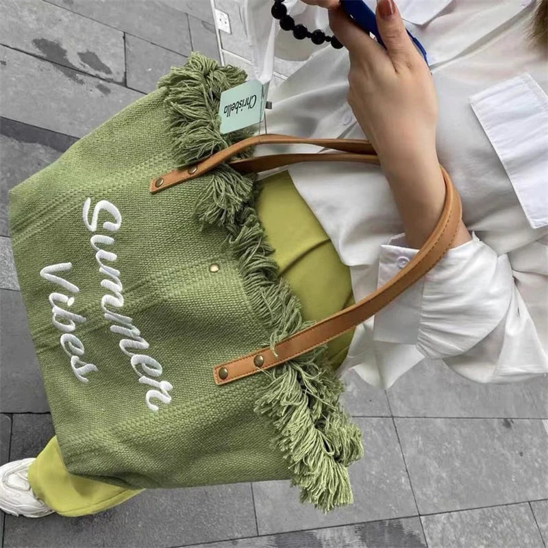Women Vacation Style Shoulder Bag Large Capacity Beach Tote Bag