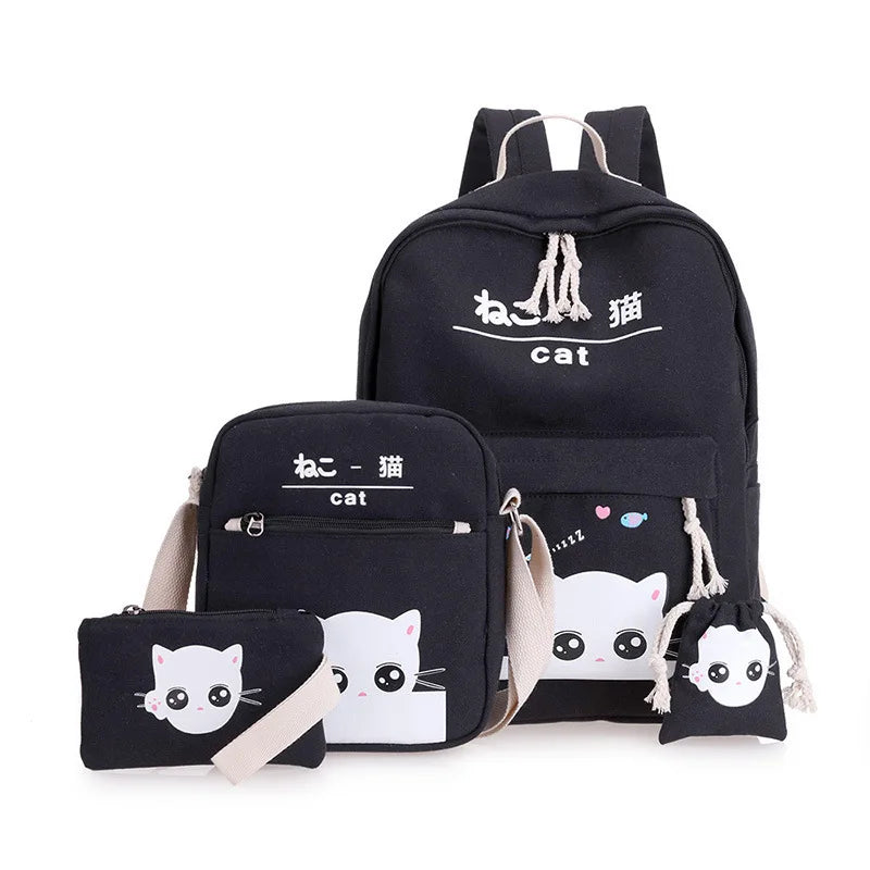 Canvas Teenagers School Backpack Boy Girl Book Bag Satchel Student Schoolbag