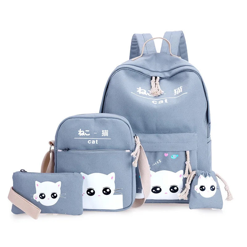 Canvas Teenagers School Backpack Boy Girl Book Bag Satchel Student Schoolbag