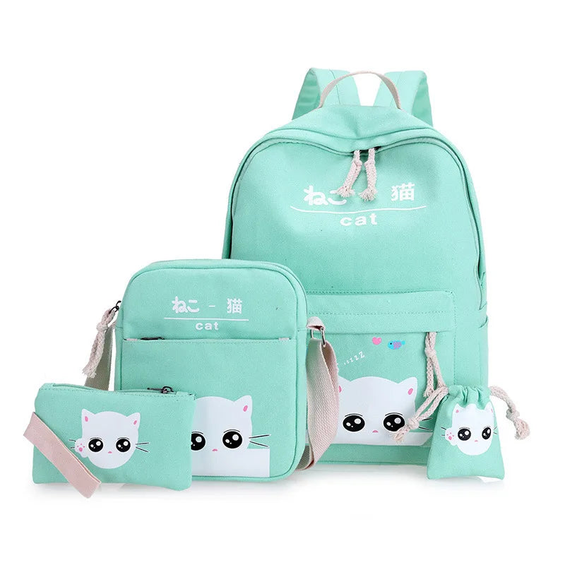 Canvas Teenagers School Backpack Boy Girl Book Bag Satchel Student Schoolbag