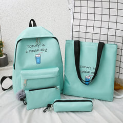 4 Pcs Sets Canvas Schoolbags For Teenage Girls Female Children Shoulder Bags