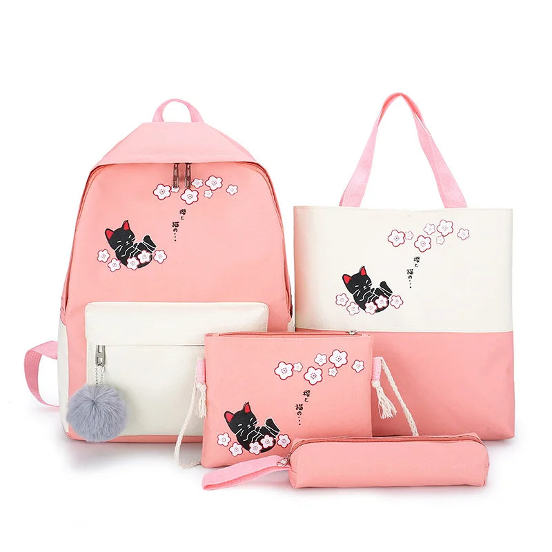 Woman Laptop Backpack Ribbons Schoolbag For Teenagers Girls Student Book Bag