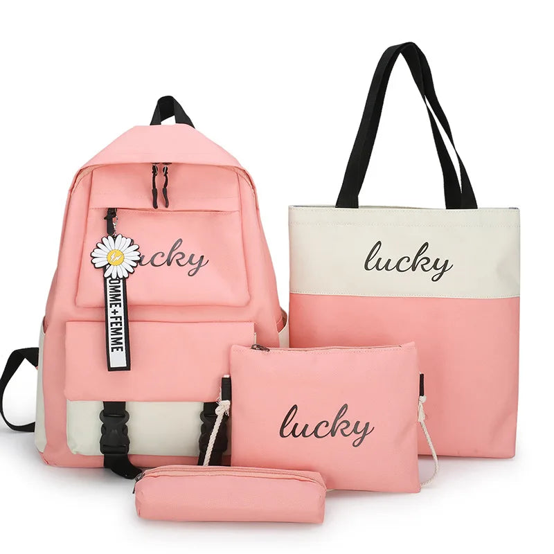 Pink Green Backpack Large Capacity Daisy Schoolbags Student Backpack