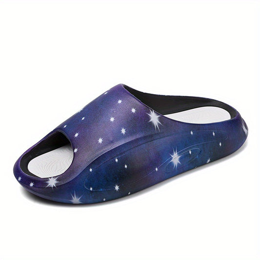Men's Star Print Non Slip Platform Slides Soft Sole Cloud Slides