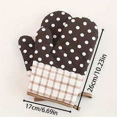 2pcs Colorful Printed Oven Mitts Double Layer Heat Resistant Baking Gloves