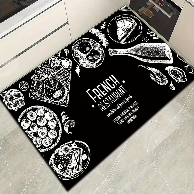 Food Pattern Kitchen Mat Machine Washable Area Rug Polyester Material Carpet
