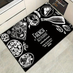 Food Pattern Kitchen Mat Machine Washable Area Rug Polyester Material Carpet