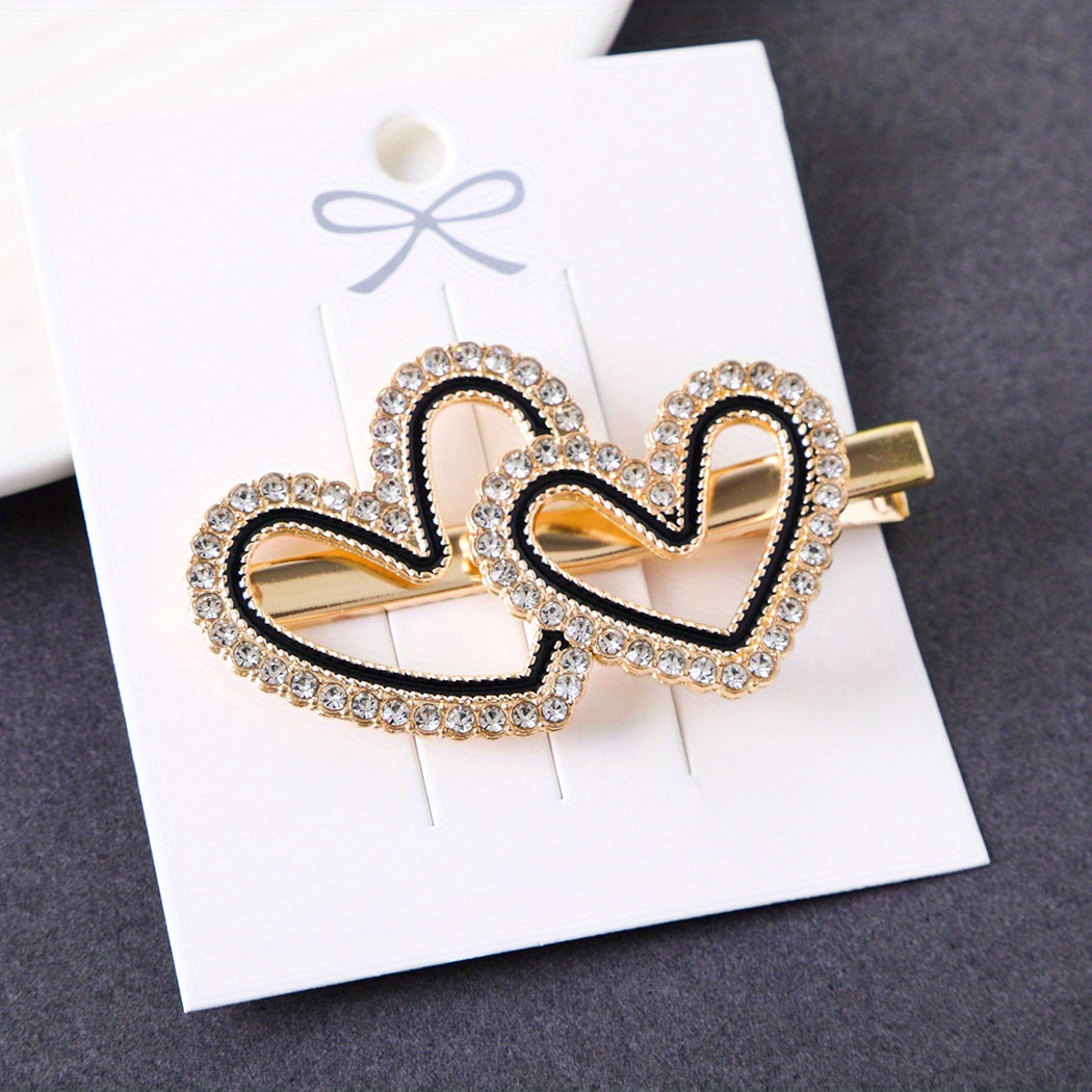 Heart Rhinestone Hair Clip Duck Billed Style for Women Girls