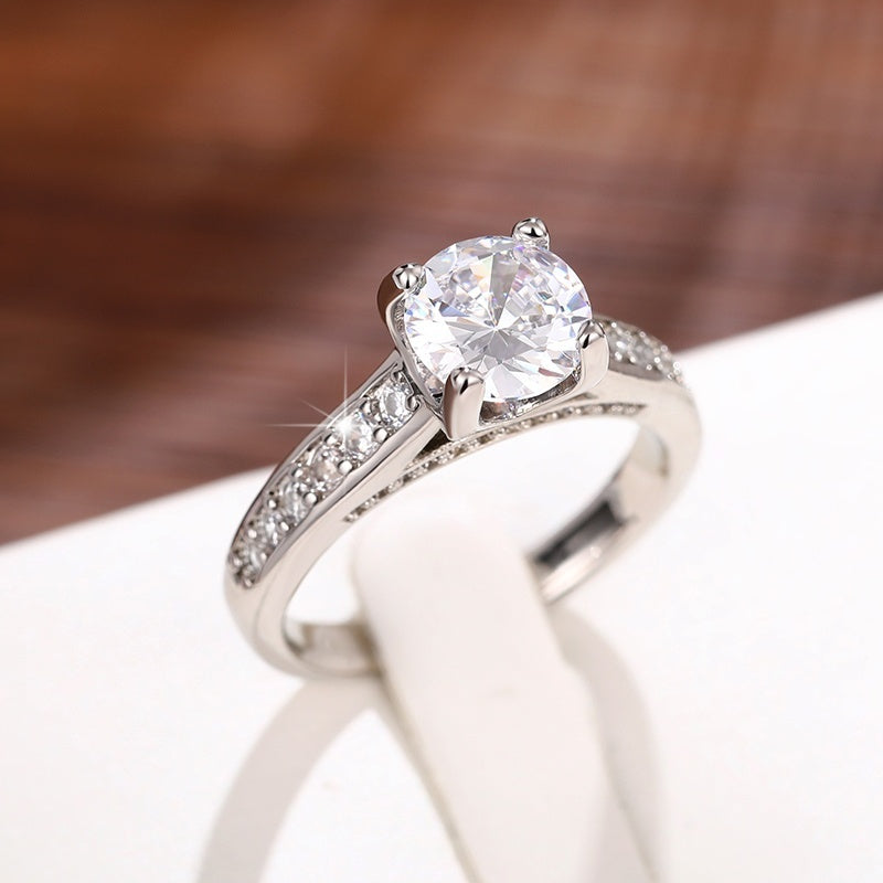 925 Silver Plated Zircon Wedding Ring for Women