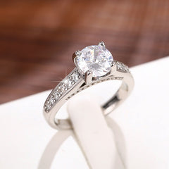 925 Silver Plated Zircon Wedding Ring for Women