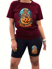  Halloween Casual Outfits Bear Pumpkin Two Piece Set
