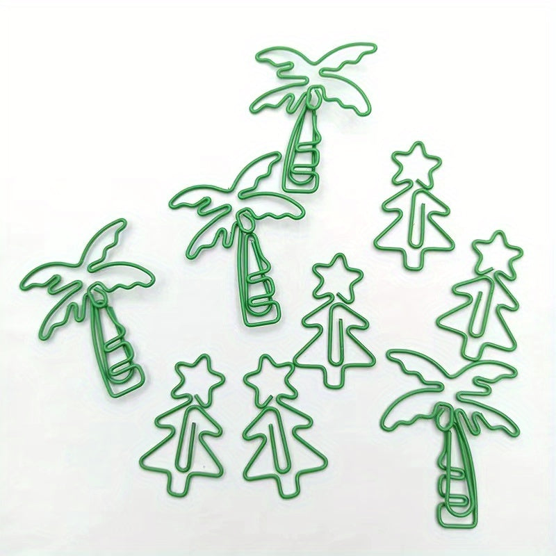20pcs Mixed Coconut Tree Christmas Tree Paper Clips Metal Office Binding