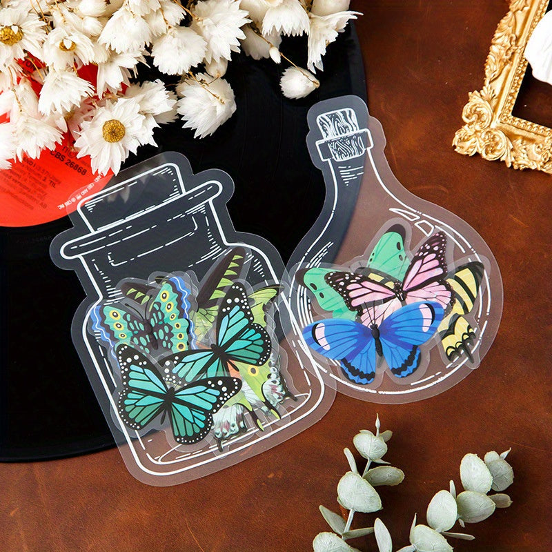 40pcs Glass Bottle Shaped PET Stickers with Floral Designs