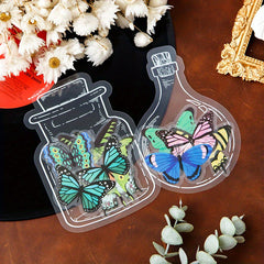 40pcs Glass Bottle Shaped PET Stickers with Floral Designs