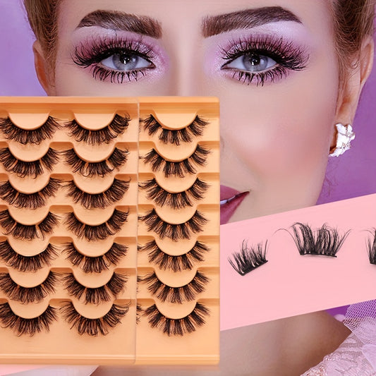 7 Pairs Segmented Eyelashes Chemical Fiber Material Natural Long Reusable