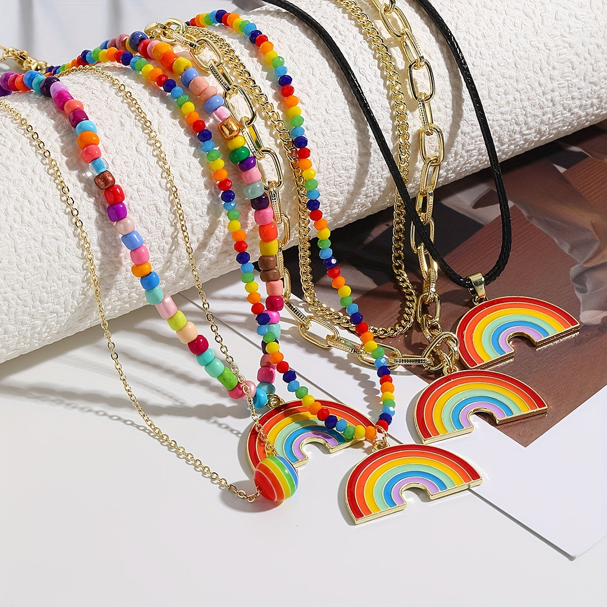 LGBT Rainbow Pendant Necklace for Women Chocker Pride Month Gift