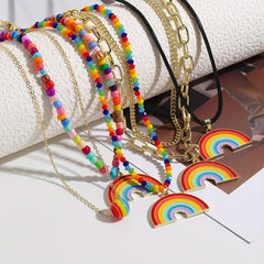 LGBT Rainbow Pendant Necklace for Women Chocker Pride Month Gift