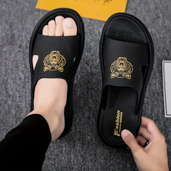 Men's Tiger Head Print Slides Casual Non Slip Slippers Sandals