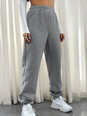  Quilted High Rise Joggers Solid Color