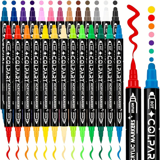 24 Colors Dual Tip Brush Acrylic Markers Professional Art Supplies