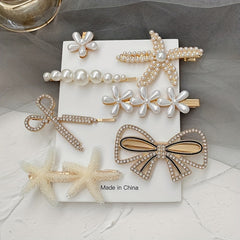 7pcs Faux Pearl Rhinestone Hair Clip Set