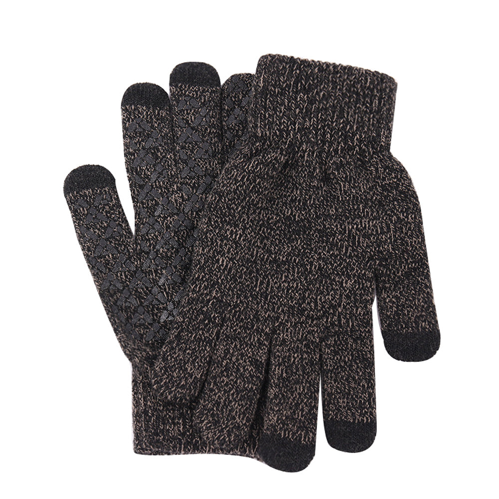 Men's Warm Knitted Gloves Velvet Non-slip Touch Screen Gloves