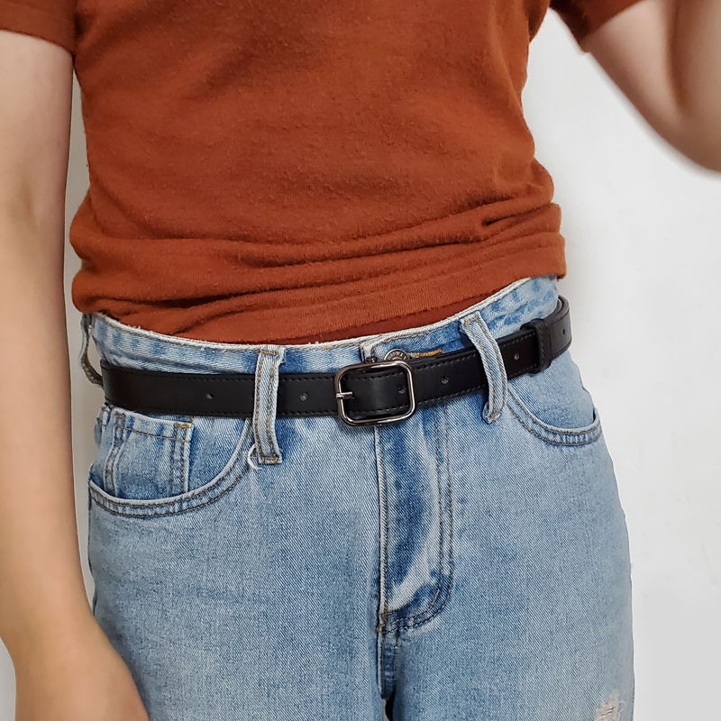 Square Pin Buckle Belt Unisex PU Leather Casual Belt Jeans Pants Belt