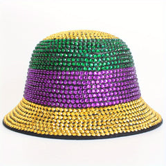 Rhinestone Y2K Bucket Hat Casual Block Fisherman Cap