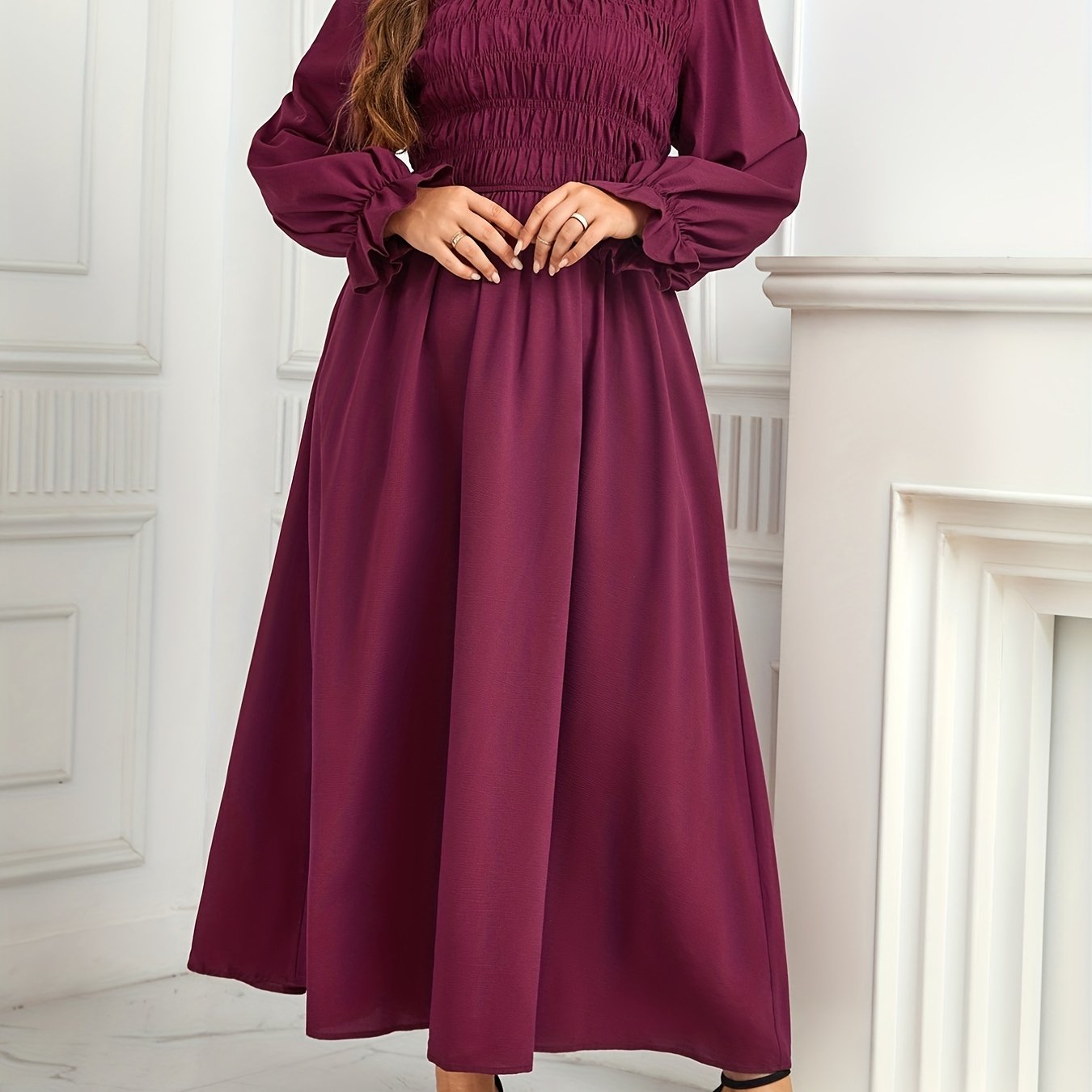  Solid V Neck Maxi Party Dress