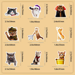 50pcs Realistic Cat Stickers Waterproof Vinyl Stickers Funny Kitten Face Decals